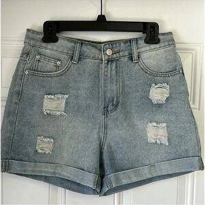 MISSLOOK Women's Distressed Denim Shorts High-Rise Size Medium